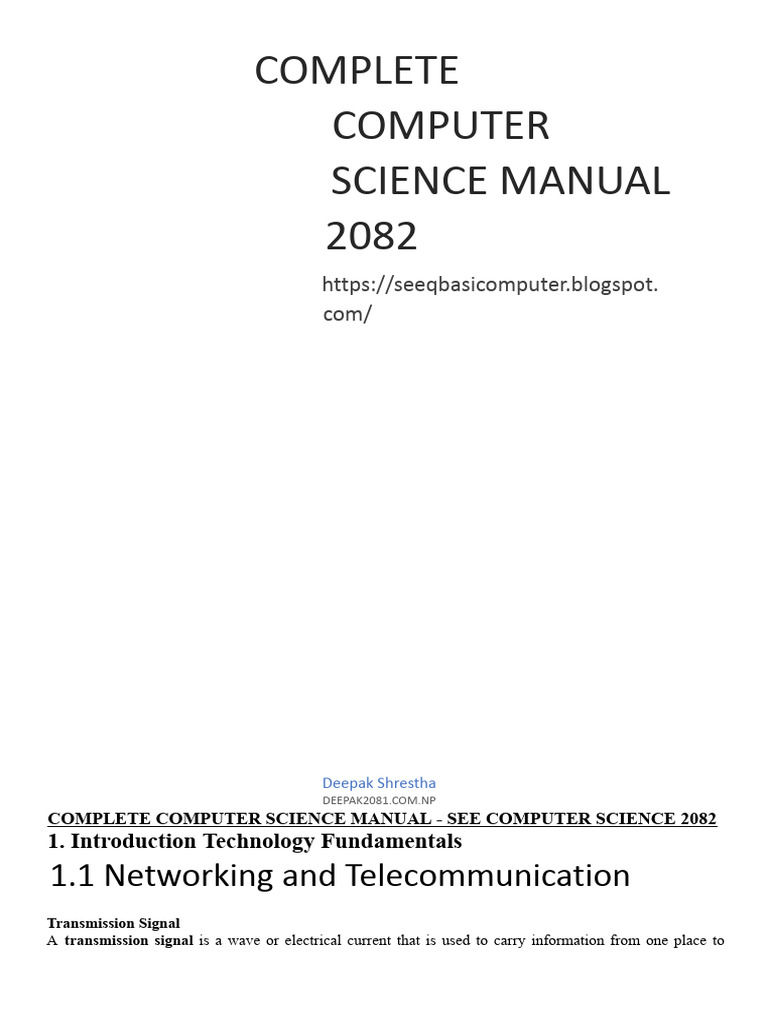 Complete Computer Science Manual 2082 | PDF | Computer Network ...