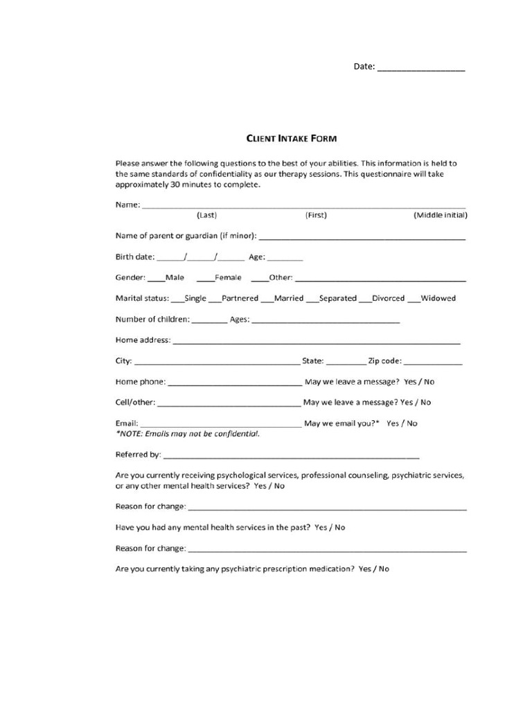 Client Intake Form | PDF