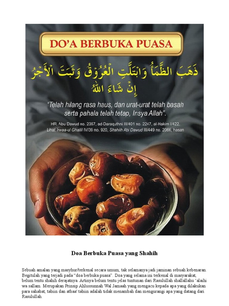 Doa Berbuka Puasa Yang Sahih PDF