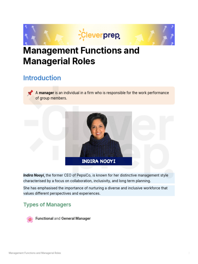 Management Functions and Managerial Roles | PDF
