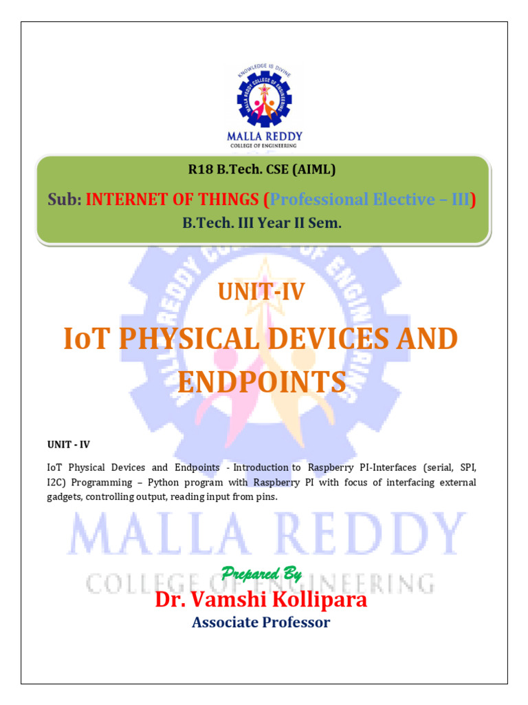 IoT - UNIT-IV | PDF | Raspberry Pi | Internet Of Things