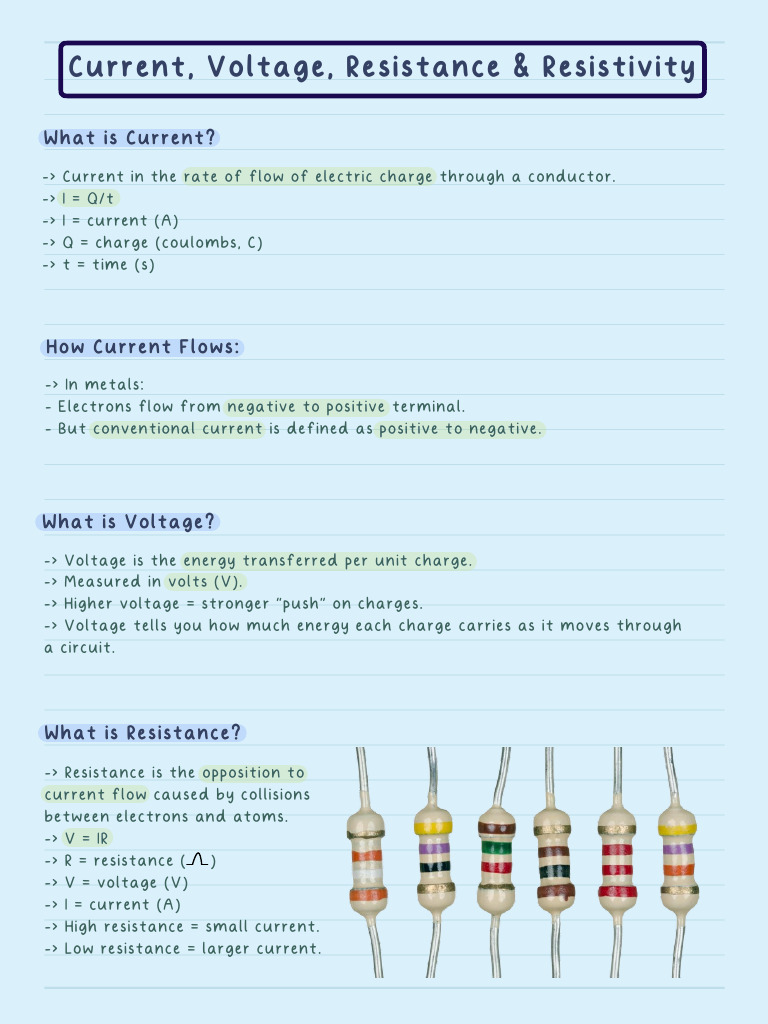 Current + Voltage + Resistance + Resistivity | PDF
