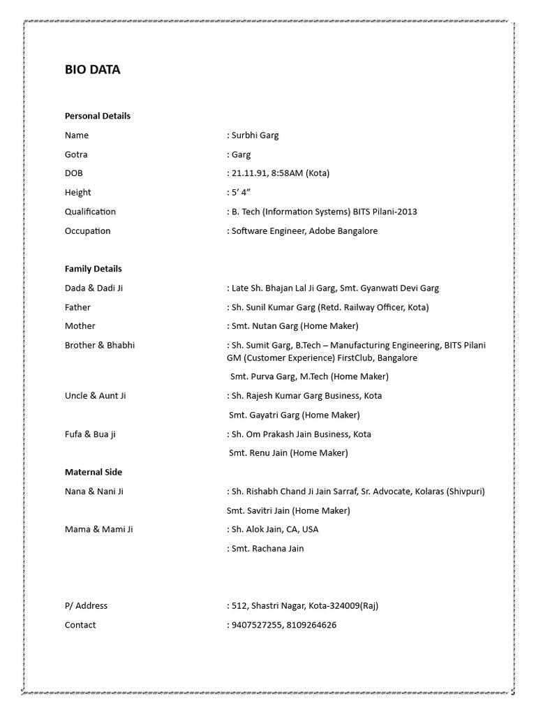Bio Data | PDF