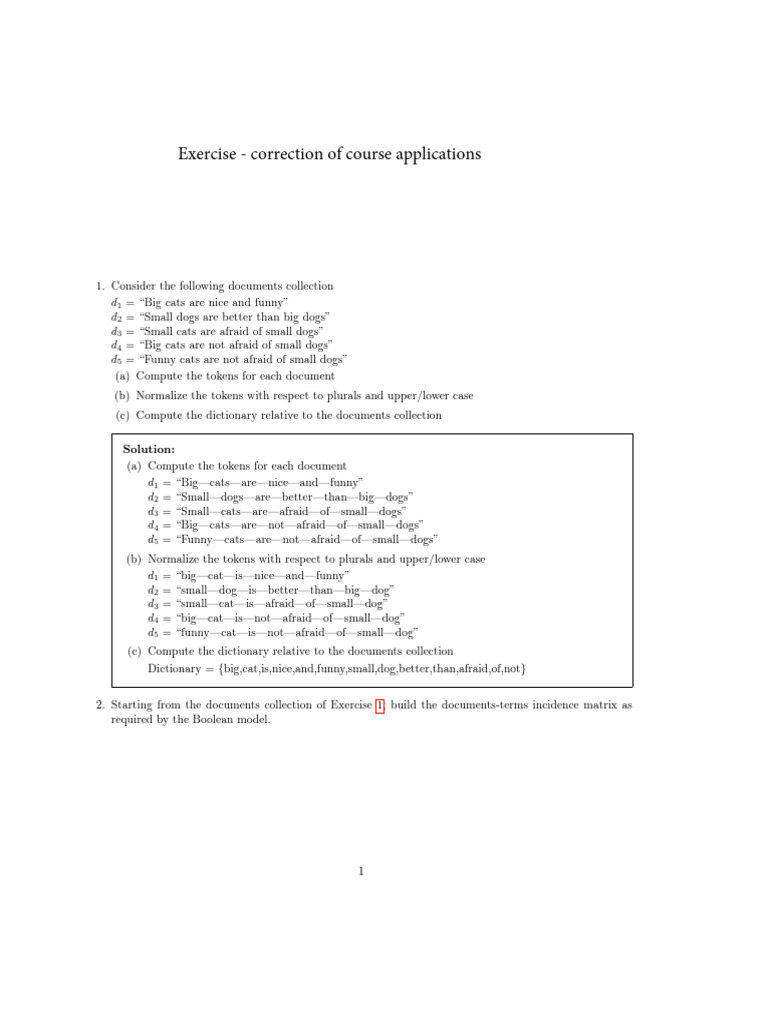 Exercise - Correction of Course Applications | PDF