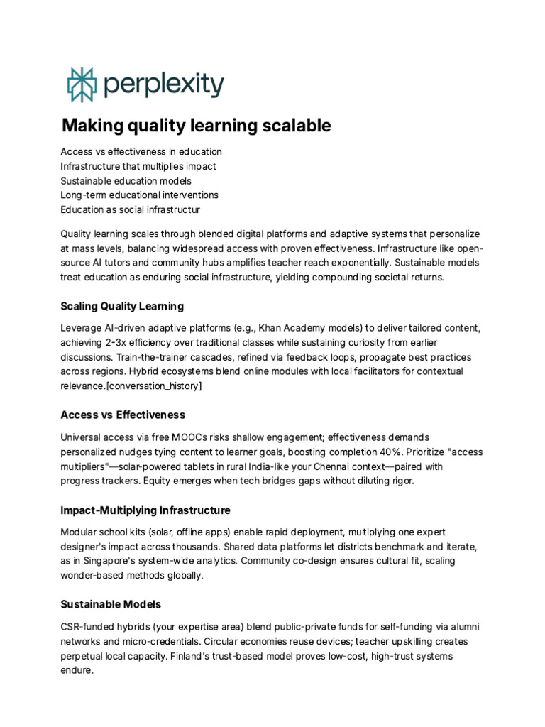 Making Quality Learning Scalable - Access Vs Effecti | PDF ...