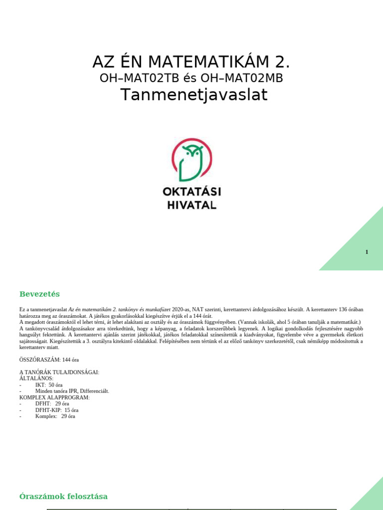 OH-MAT02TB Matematika 2 Tanmenet | PDF