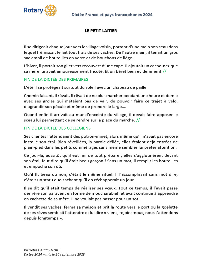 Dictée 2024 Le Texte | PDF
