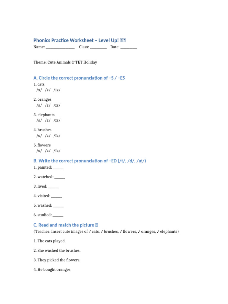 Phonics Level Up Worksheet | PDF