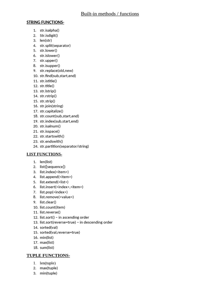 Built in Functions | PDF | Python (Programming Language) | Computer ...