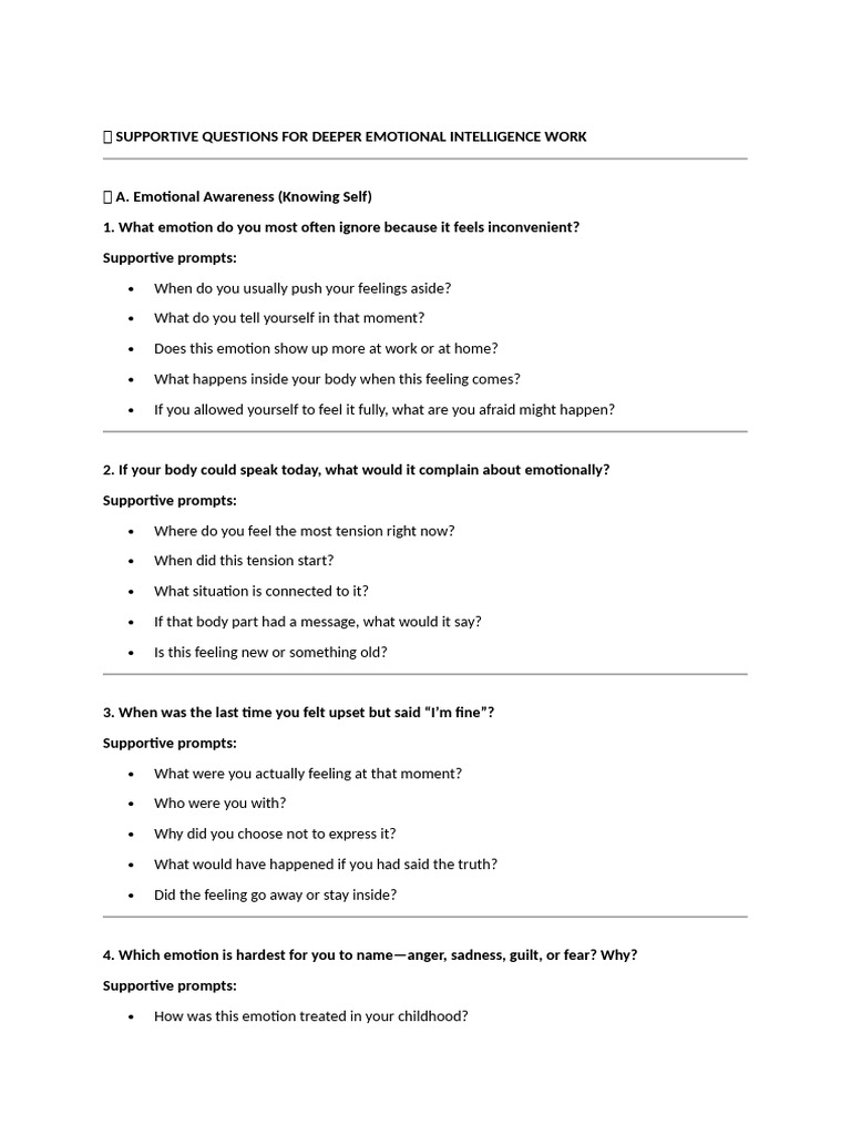 Emotional Intelligence Development Questions | PDF | Anger | Emotions