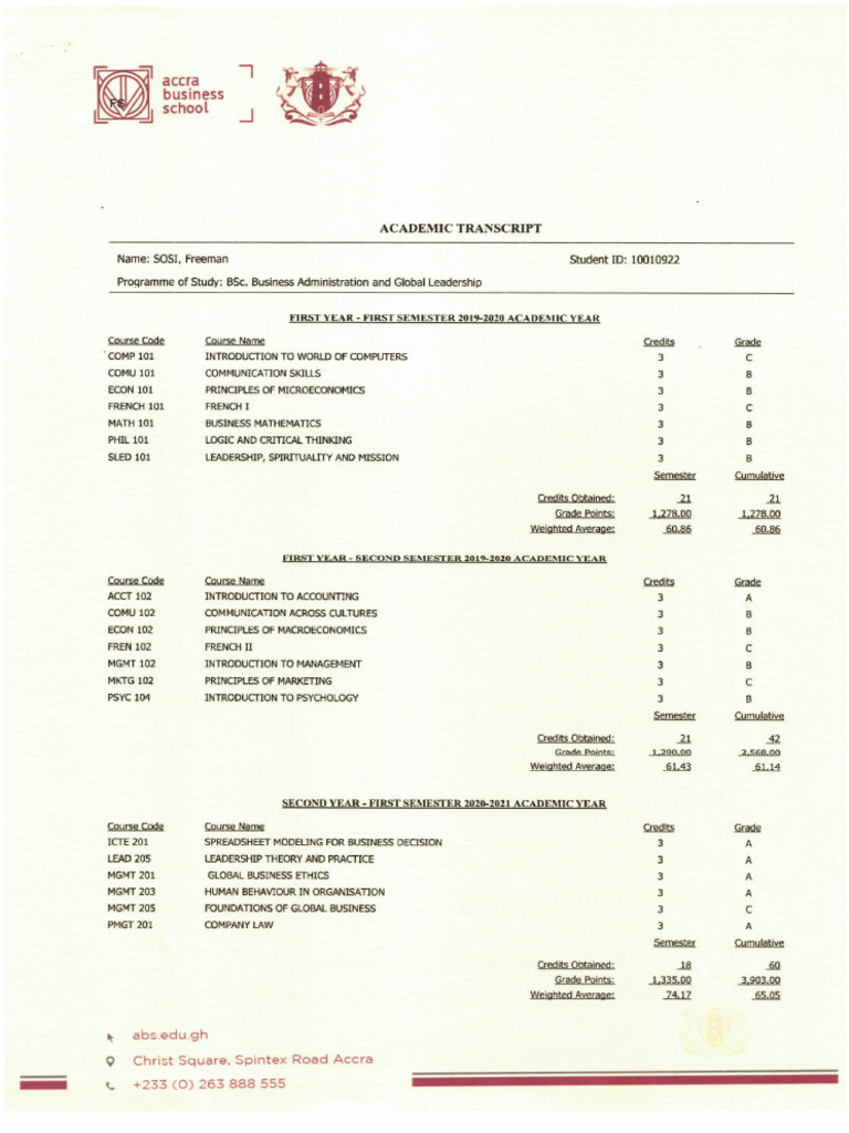 Freeman Transcript | PDF