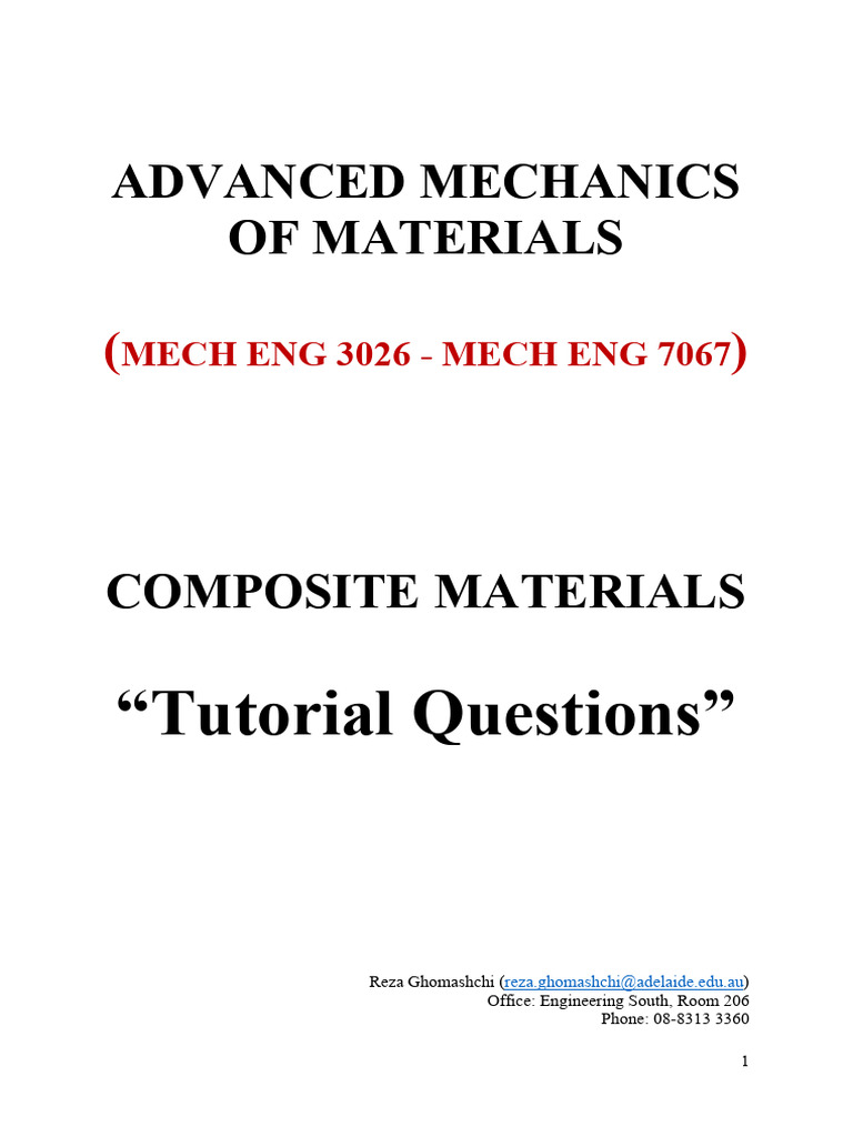 Composites-Tutorial Questions 2025 | PDF | Composite Material ...