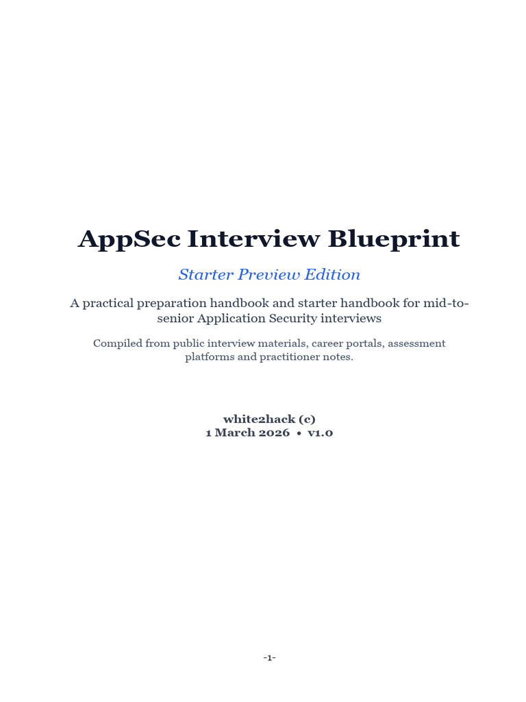 AppSec Interview Blueprint Starter (W2hack) v.1 2026 | PDF | Computing ...