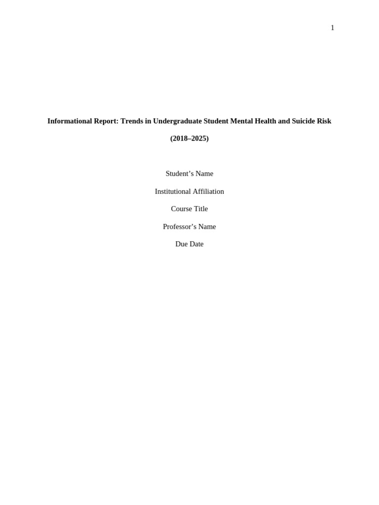 Informational Report | PDF | Major Depressive Disorder | Suicide