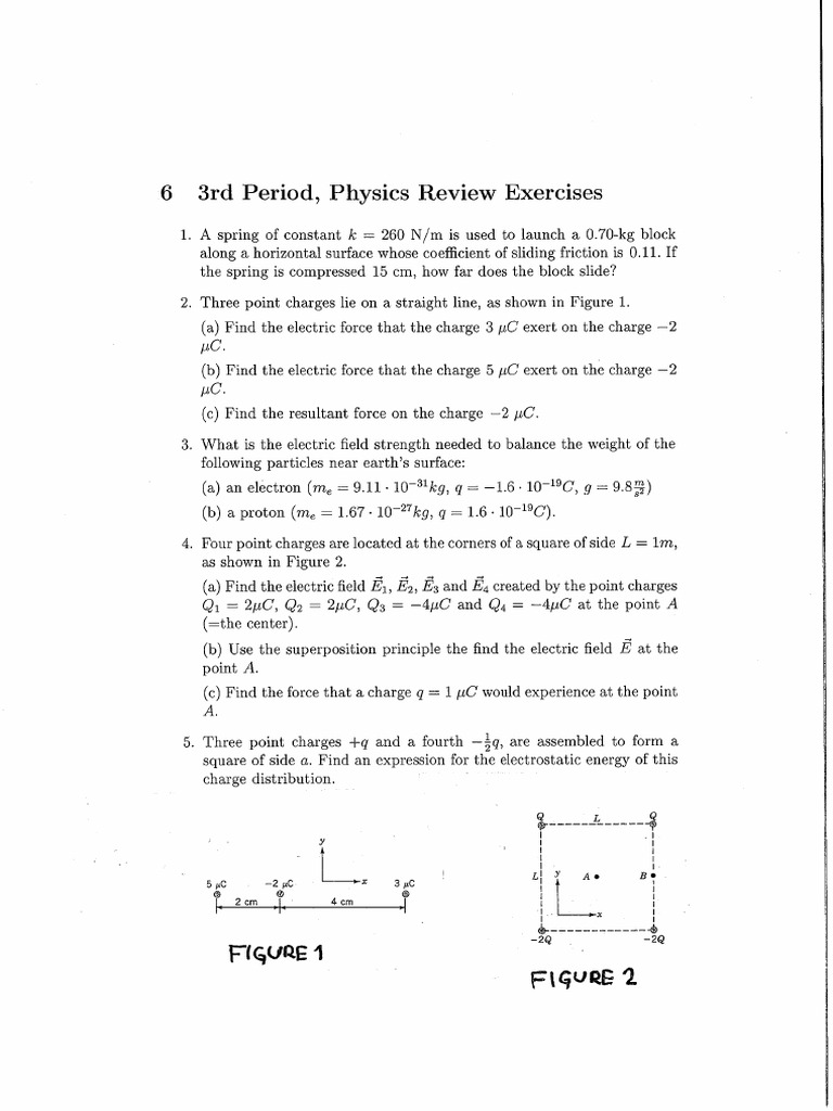 6 Physics3rdPeriodReviewExercises | PDF