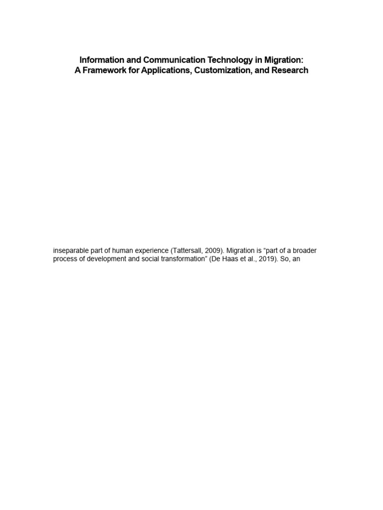 Information and Communication Technology in Migration: A Framework For ...