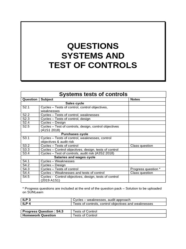 2.1 Systems and Test of Controls Question Pack English 2023 2 | PDF ...