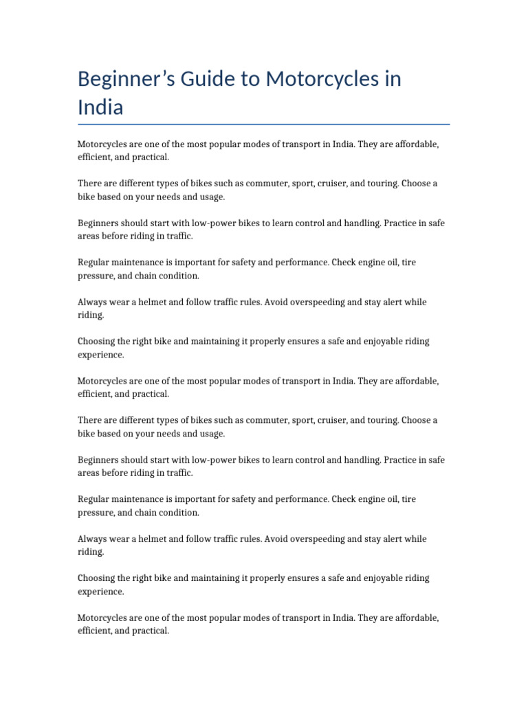 Long Document 5 | PDF | Motorcycle | Transport
