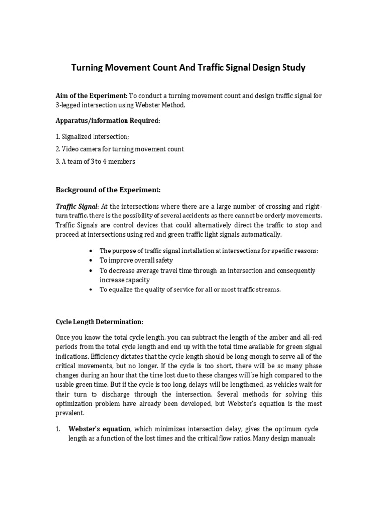 Exp 7. Turning Movement Count and Signal Design-Rev2 | PDF | Traffic ...