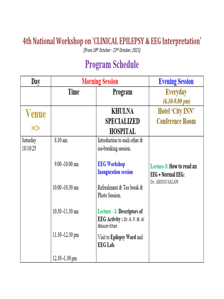 1-EEG Training Program Schedule PDF | PDF