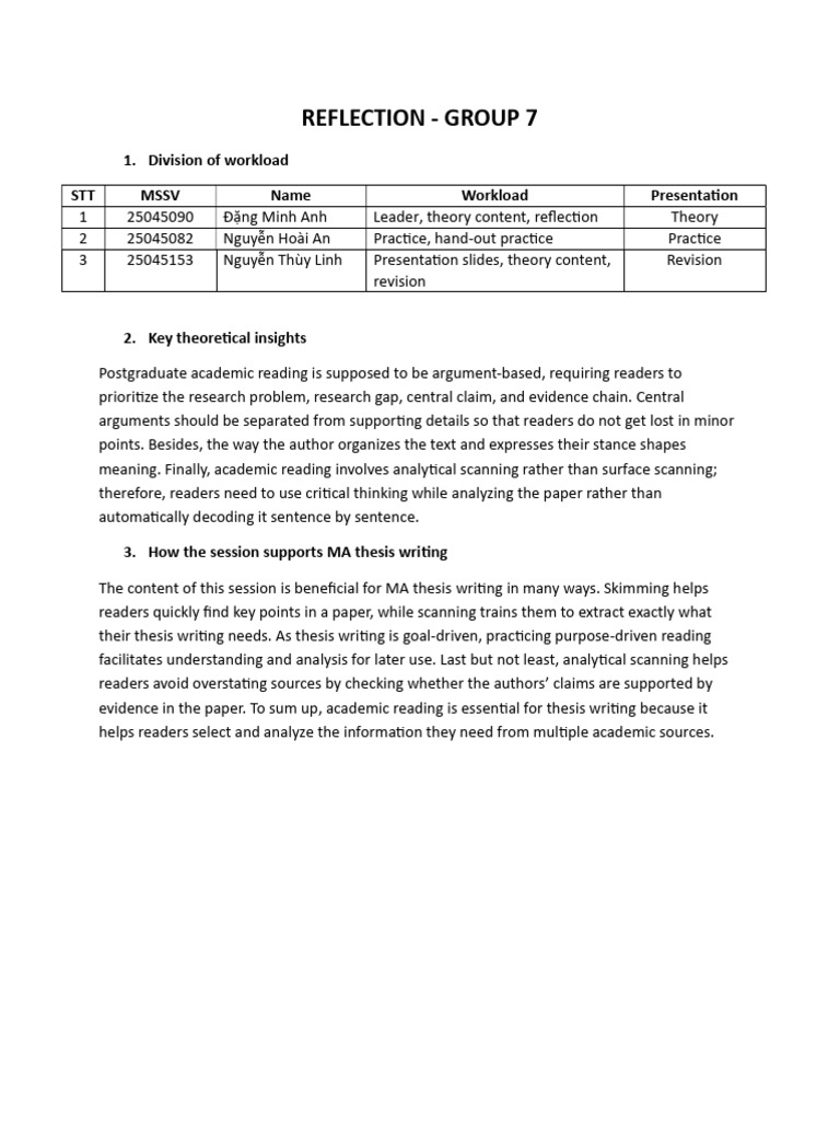 Group 7 - Reflection | PDF