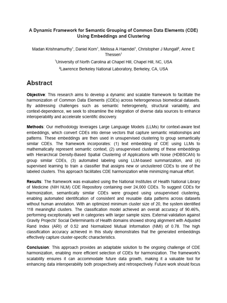 A Dynamic Framework For Semantic Grouping of Common Data Elements | PDF ...