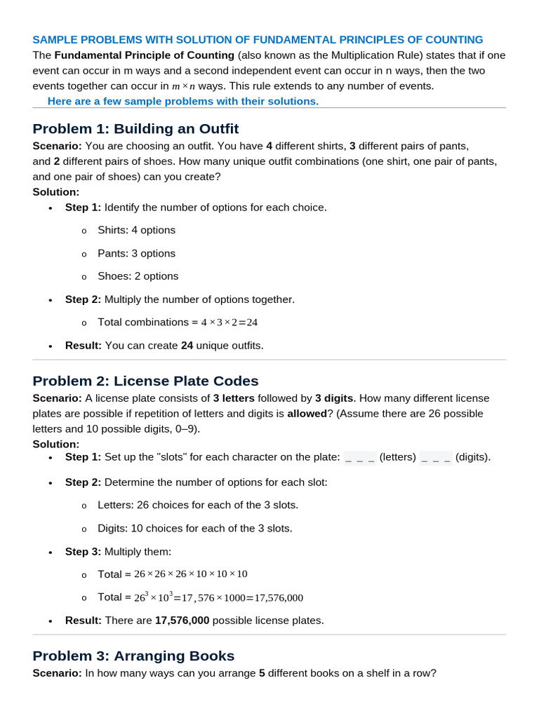Sample Problems With Solution of Fundamental Principles of Counting ...