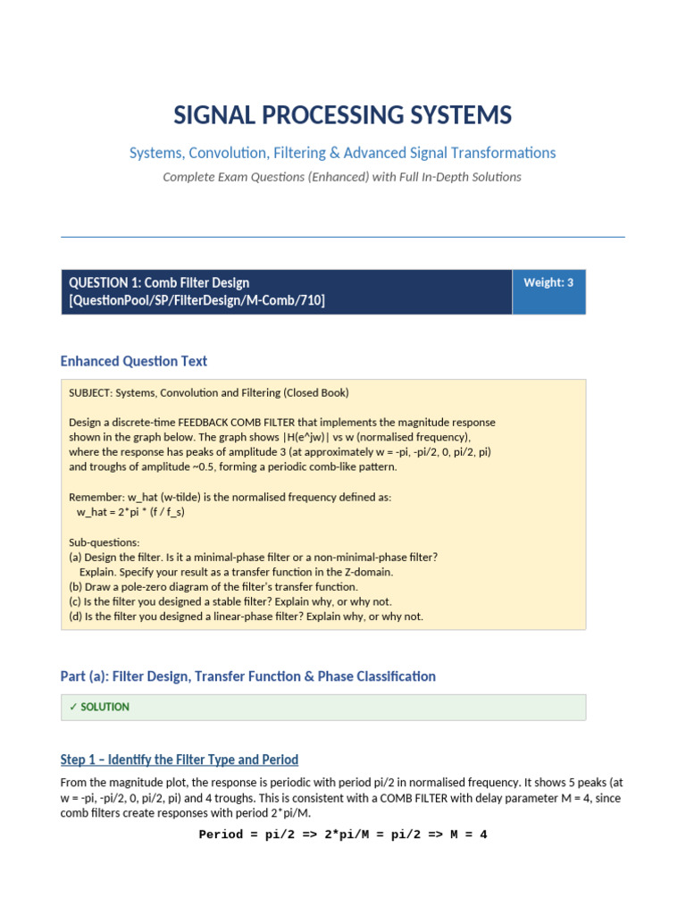 Signal Processing Complete Solutions | PDF | Wavelet | Filter (Signal ...