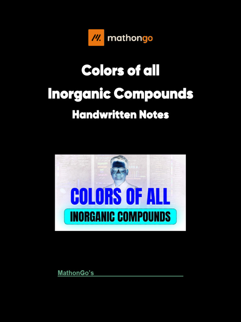 Colour of All Inorganic Compounds (MathonGo) | PDF