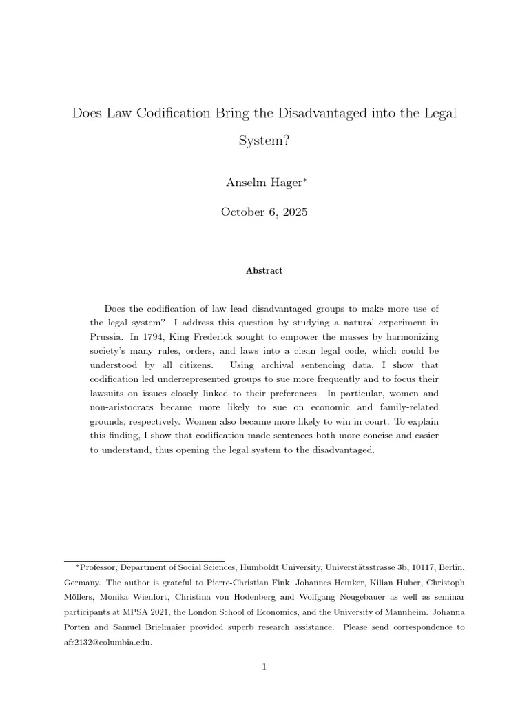 Codification of Law - Disadvantages | PDF | Prussia