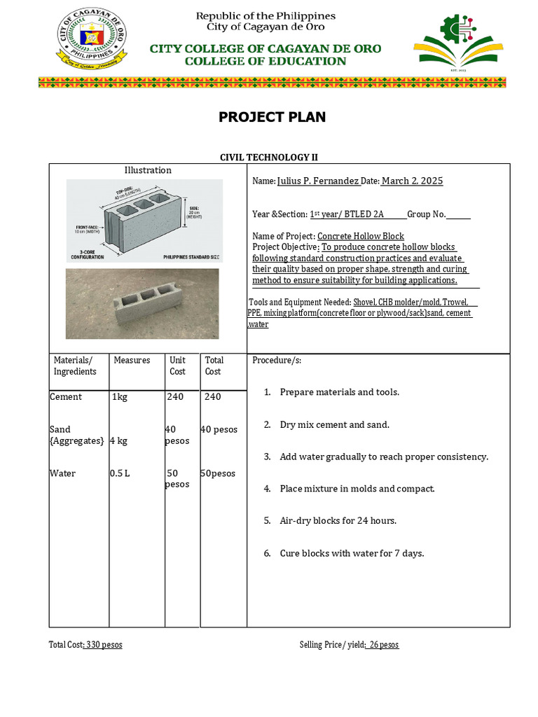 Project Plan Final (Pre Lim) | PDF | Concrete | Personal Protective ...