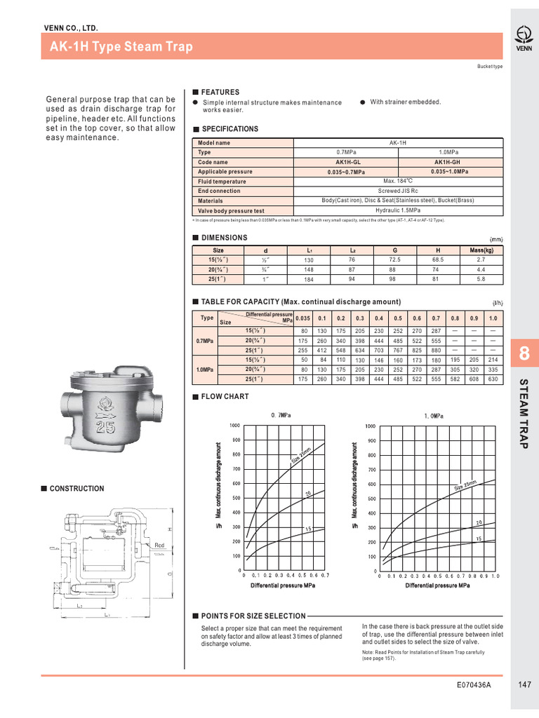 Bucket Type Steam Trap Catalog | PDF | Valve | Steam