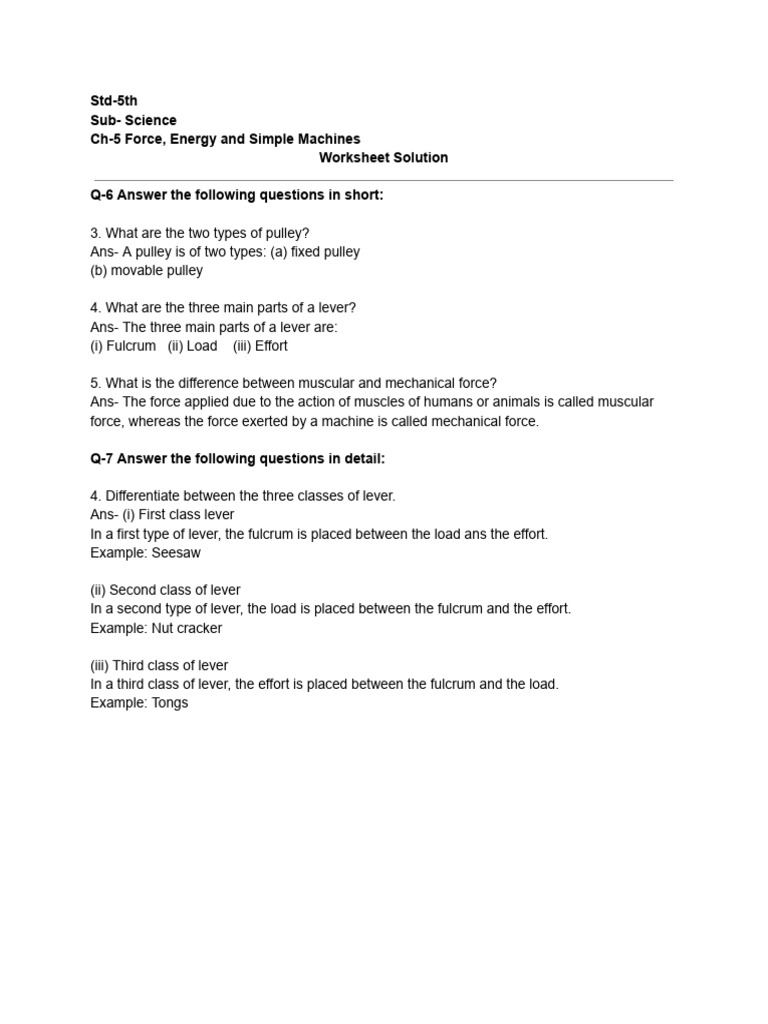 Ch-5 WS Solution Std-5th | PDF