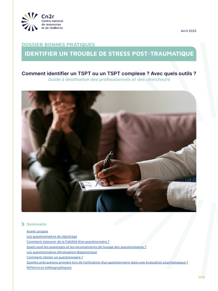 Dossier Identifier TSPT | PDF | Sensibilité et spécificité | Psychométrie