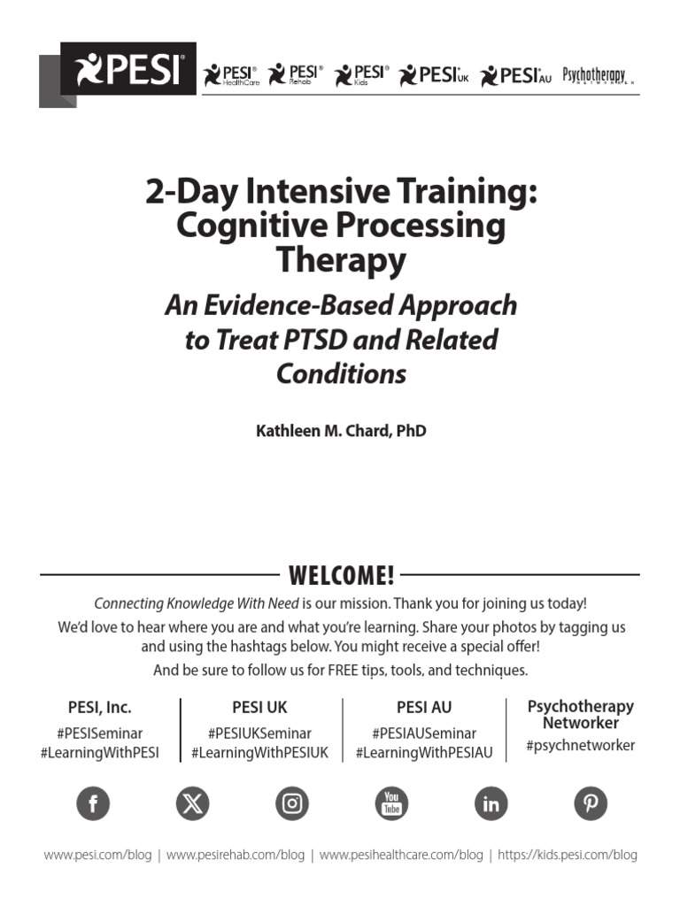 Manual 2day Intensive Training Cognitive Processing Therapy | PDF ...