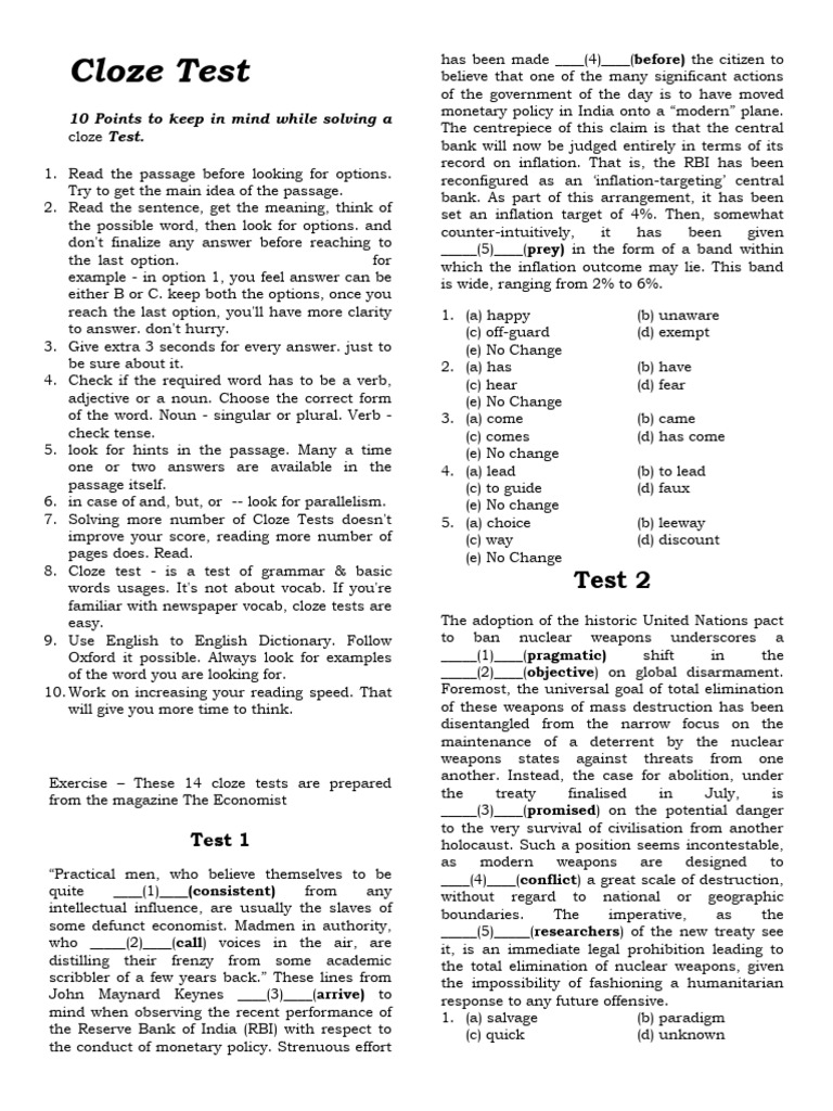 Day 7 Cloze Test | PDF | Tuberculosis | Takata Corporation