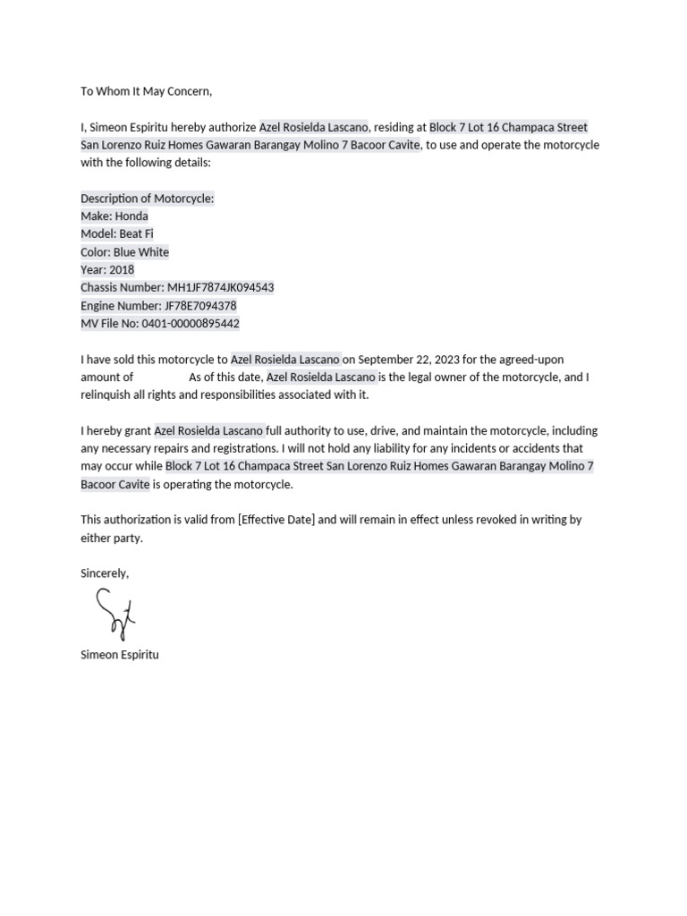 Authorization Letter (Beat Fi) | PDF