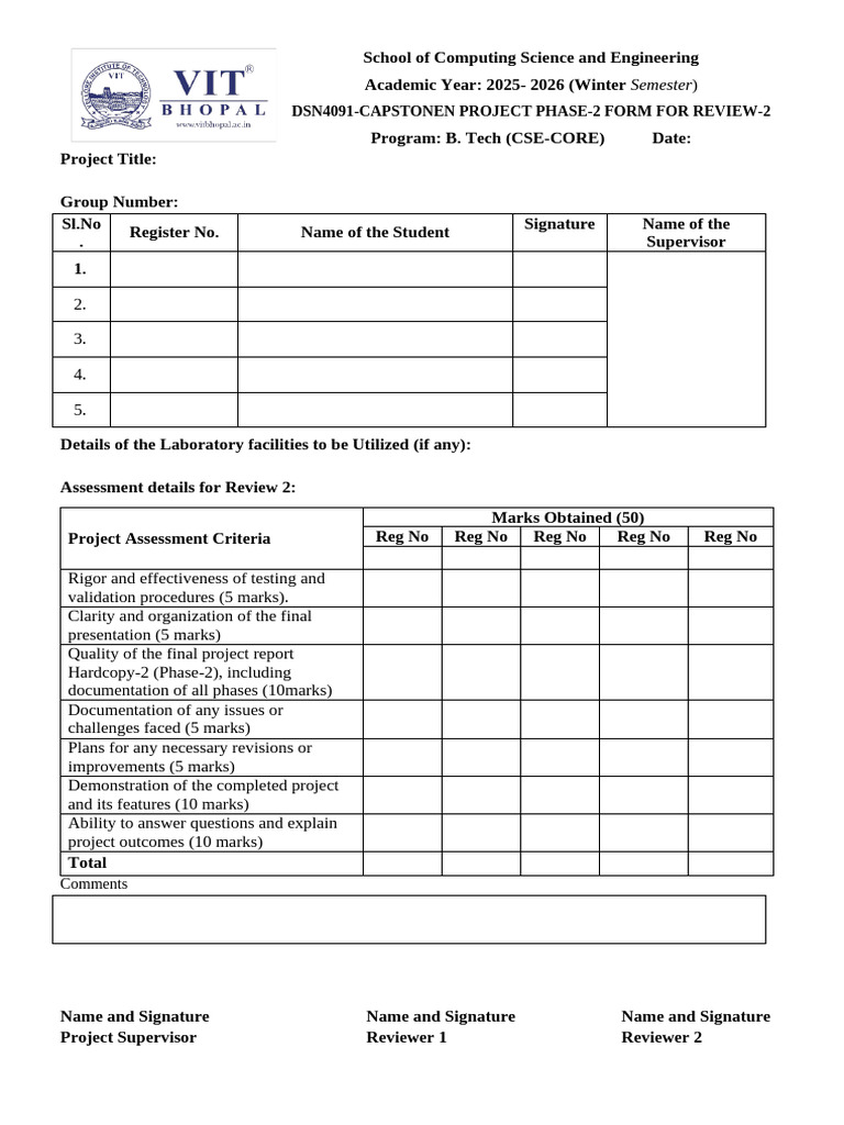 DSN 4092 - Phase-2 Review 2 - Assesment Form | PDF