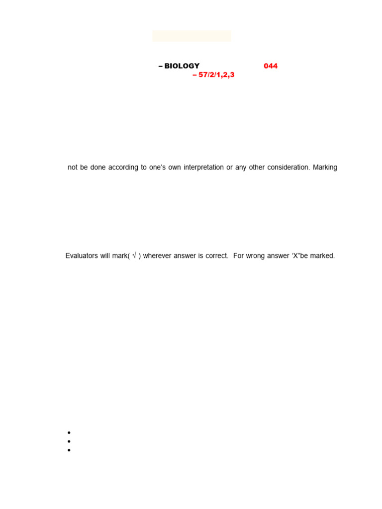 Biology (044) Set 57-2-1,2,3 Class Xii Marking Scheme 2020 | PDF ...