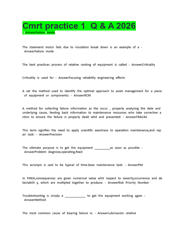 CMRT Practice 1 Q | PDF