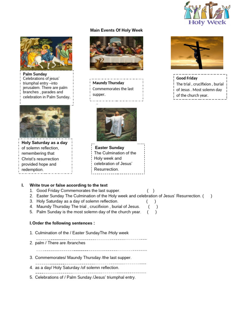 Worksheet Semana Santa) | PDF | Easter | Liturgical Year
