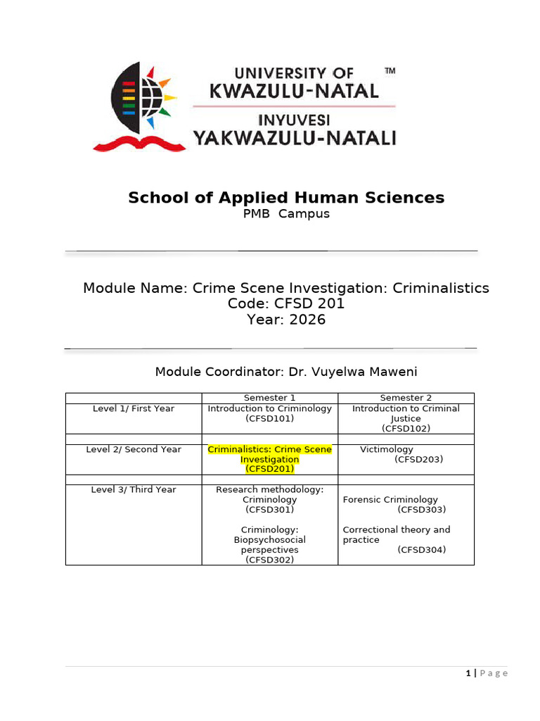CFSD201 Module Course Outline 2026pmb | PDF
