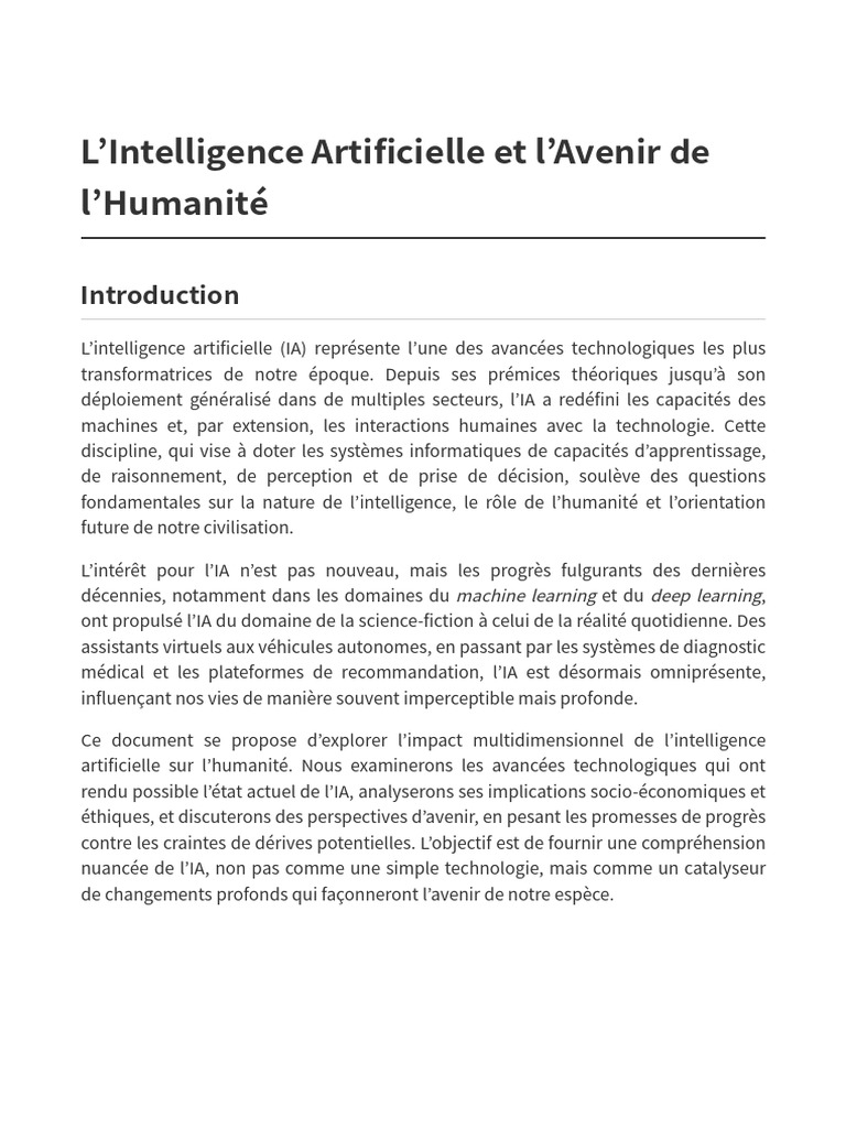 Intelligence Artificielle Avenir | PDF | Intelligence artificielle ...