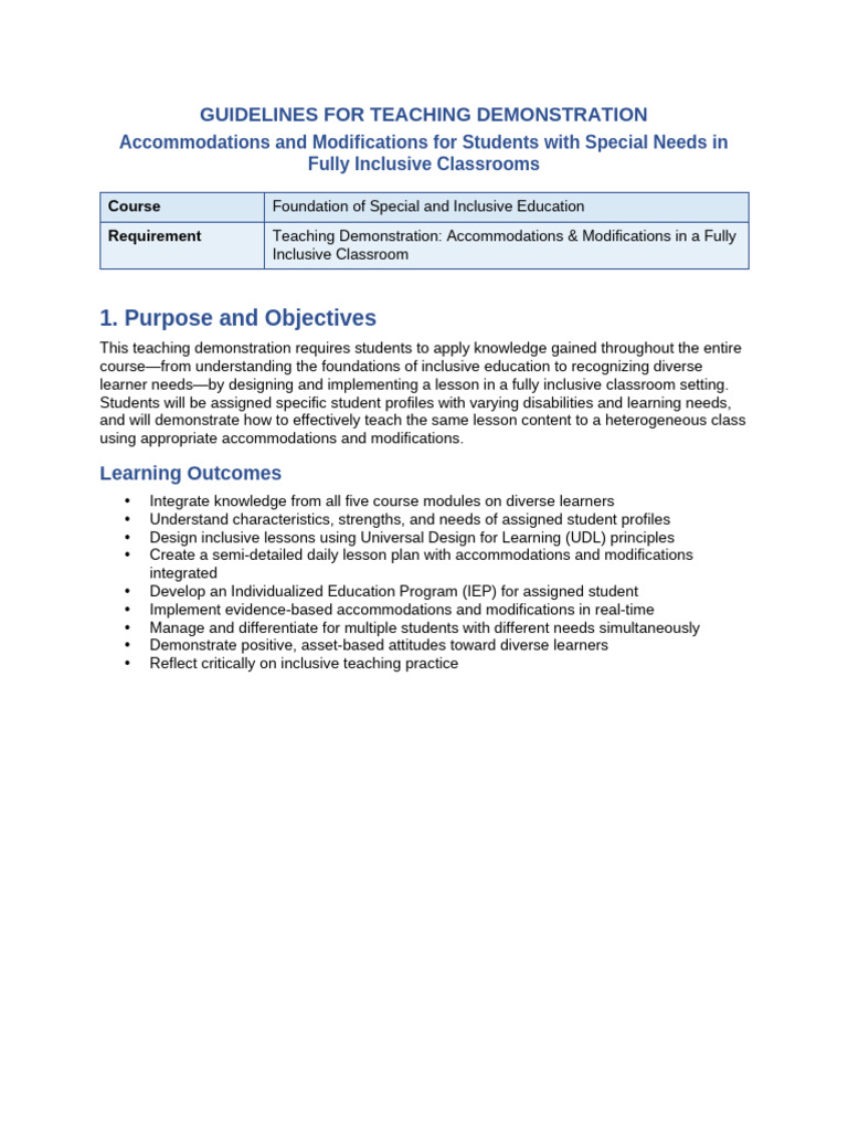 Teaching Demonstration Guidelines REVISED | PDF | Individualized ...