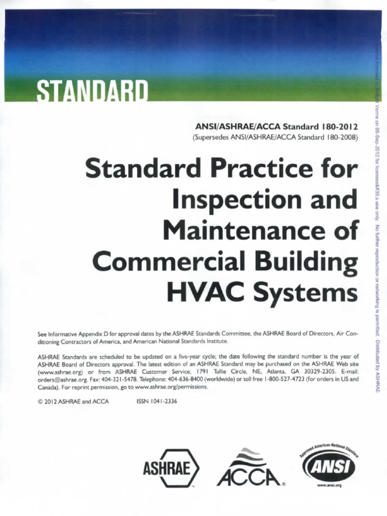 ASHRAE Standard 180-2012 - Standard Practice For Inspection and ...