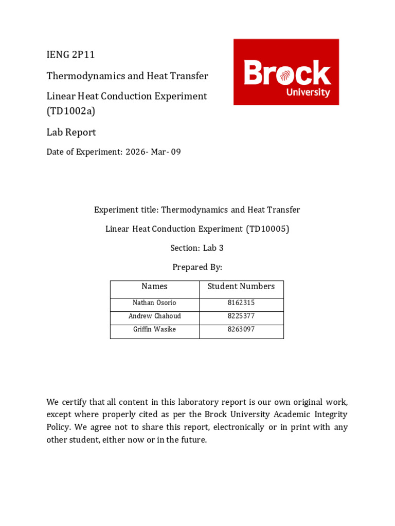 TD1002a Experiment (Group 1) | PDF | Thermal Conduction | Heat Transfer