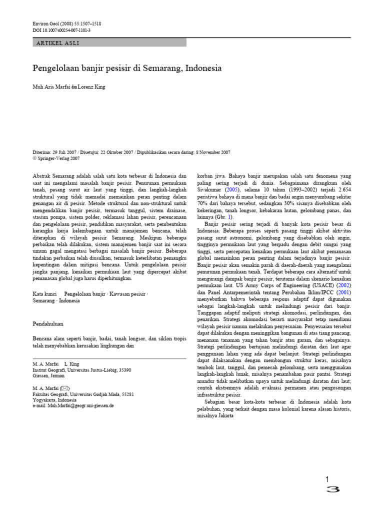 Coastal Flood Management in Semarang, Indonesia Id | PDF
