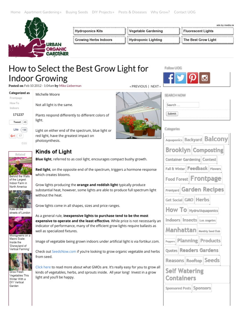 How To Select The Best Grow Light For Indoor Growing | PDF | Lighting ...