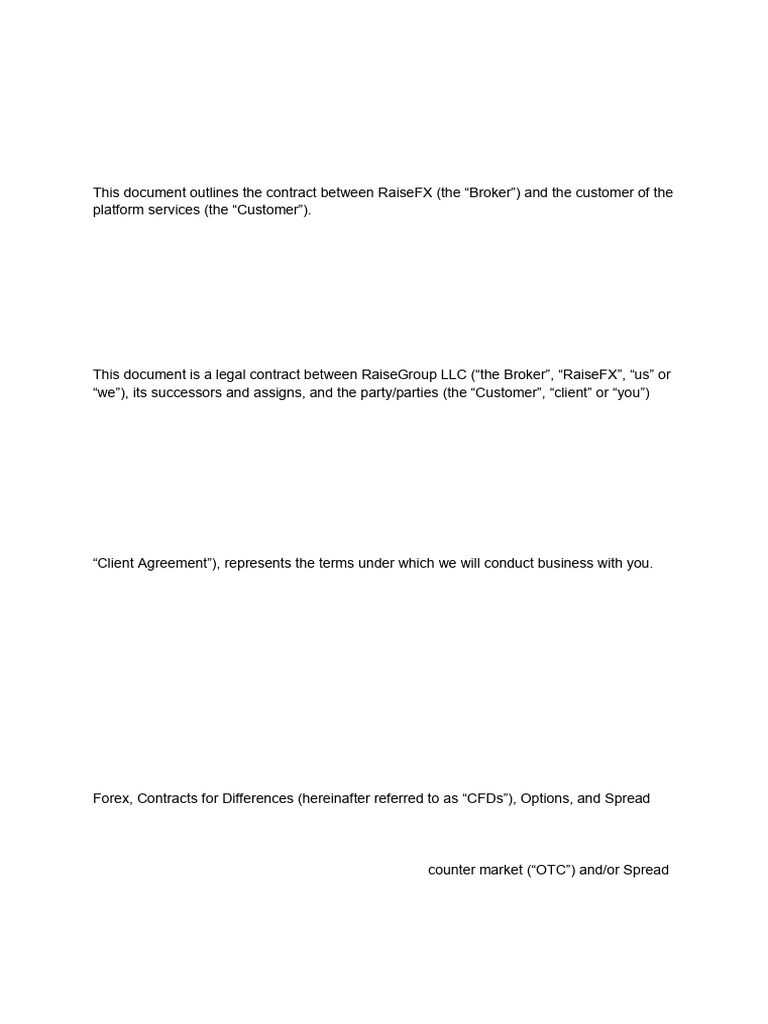 Raise FX Client Agreement Saint Vincent | PDF | Contract For Difference ...
