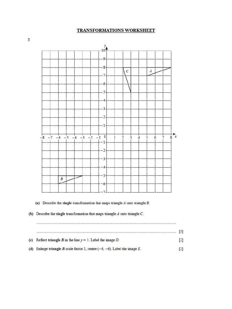 Transformations Worksheet | PDF